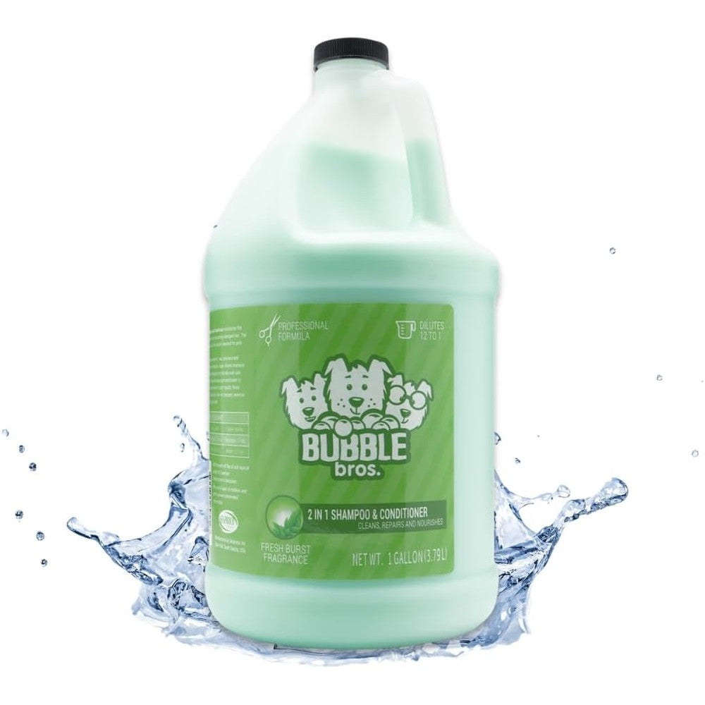 Bubble Bros. 2 In 1 Dog Shampoo And Conditioner For Pets Professional Grade Naturally Derived Formula Fresh Burst Fragrance 128 Fluid Ounce Gallon