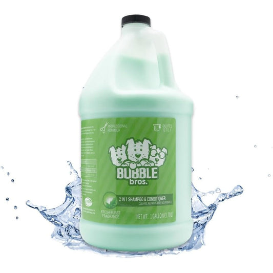 Bubble Bros. 2 In 1 Dog Shampoo And Conditioner For Pets Professional Grade Naturally Derived Formula Fresh Burst Fragrance 128 Fluid Ounce Gallon