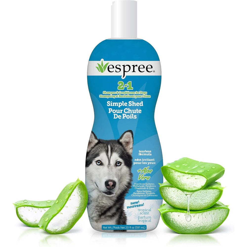 Espree Simple Shed Two In One Dog Shampoo And Conditioner With Goat Milk And Oat Hydrolysates For Shed Control And Sensitive Skin 20 Fluid Ounces