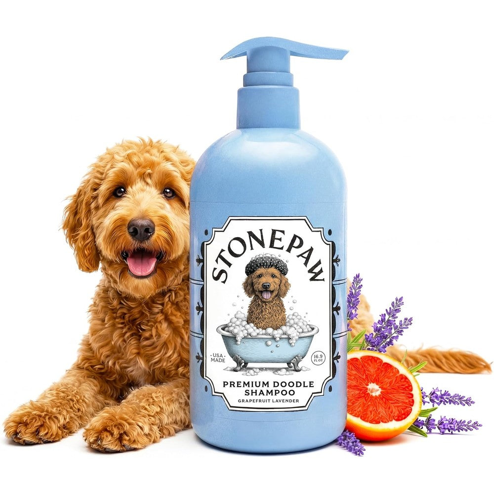 Stonepaw Premium Doodle Shampoo And Conditioner For Curly Coated Breeds Detangling Lavender Grapefruit Formula Sixteen Fluid Ounce