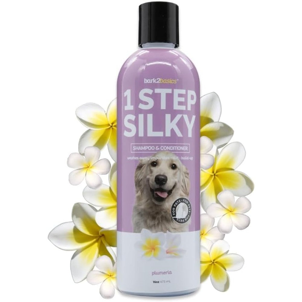 Bark2Basics One Step Silky Dog Shampoo And Conditioner 16 Fluid Ounce Natural 2 In 1 Pet Grooming Formula For Detangling And Strengthening