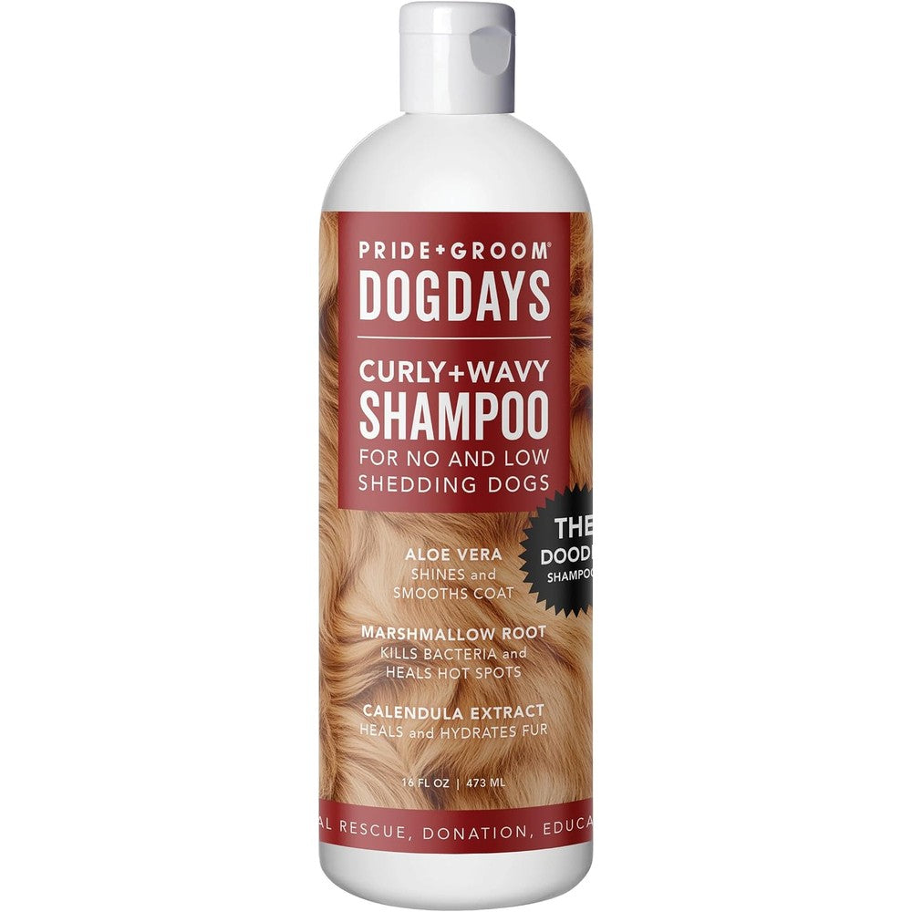Pride And Groom DogDays Curly And Wavy Grooming Shampoo For Non Shedding Dogs Tearless Moisturizing Formula 16 Fluid Ounces