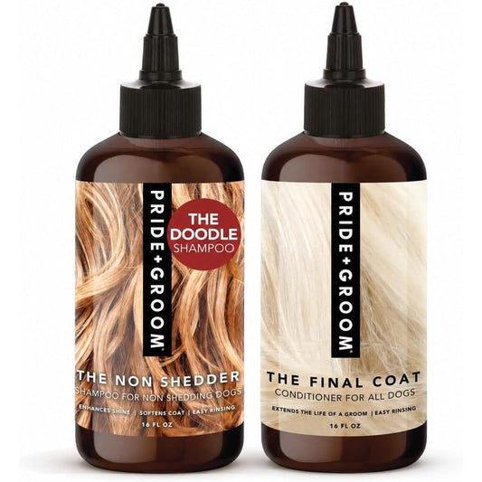 Pride And Groom The Non Shedder Box Set Dog Shampoo And Conditioner With Essential Oils For Long Lasting Shine And Skin Healing 32 Ounce