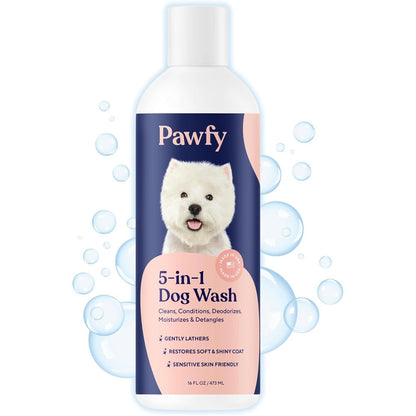 Pawfy Dog Shampoo And Conditioner For Itchy Skin Relief Natural 5 In 1 Pet Wash With Coconut Oatmeal And Aloe Vera 16 Fluid Ounces
