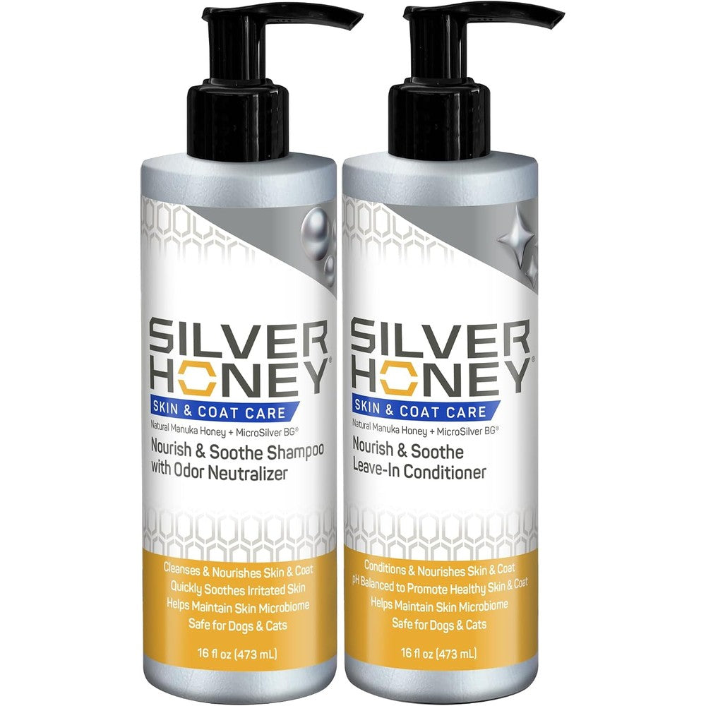 Absorbine Silver Honey Nourish And Soothe Grooming Combo Pack With Odor Neutralizer Shampoo And Leave In Conditioner 16 Fluid Ounces Each