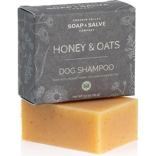 Chagrin Valley Soap And Salve Certified Organic Dog Shampoo And Conditioner Bar With Honey And Oats For Itchy Skin Relief 3.8 Ounce Bar