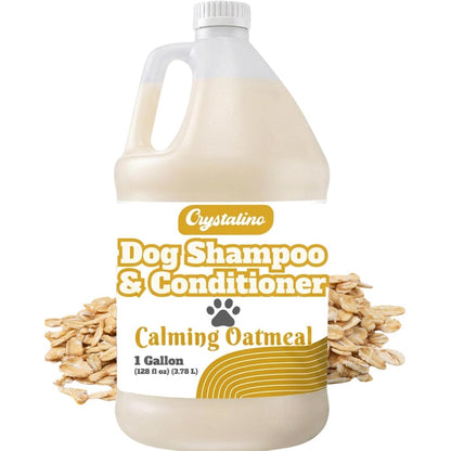 Crystalino Oatmeal Dog Shampoo And Conditioner Two In One Professional Grooming Hypoallergenic Formula For Sensitive Skin One Gallon