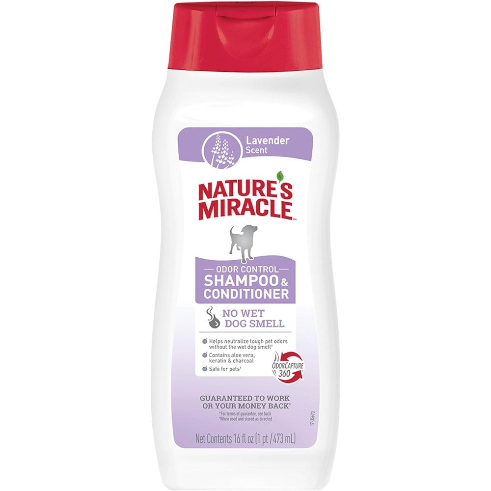 Nature's Miracle Charcoal Odor Control Shampoo And Conditioner For Dogs With Aloe Vera And Lavender Scent 16 Fluid Ounces