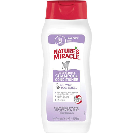 Nature's Miracle Charcoal Odor Control Shampoo And Conditioner For Dogs With Aloe Vera And Lavender Scent 16 Fluid Ounces