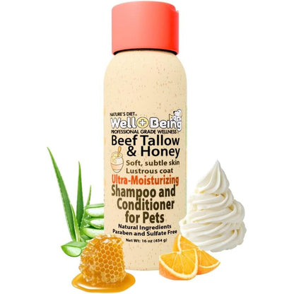 Nature's Diet Well-Being Ultra-Moisturizing Beef Tallow And Manuka Honey Shampoo And Conditioner For Dogs And Cats 16 Fluid Ounces