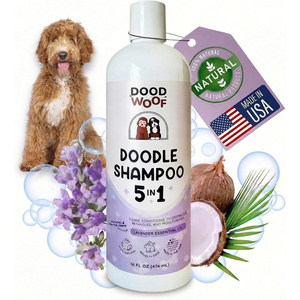 Dood Woof Dog Shampoo And Conditioner For Doodle All Natural Five In One Formula Sensitive Skin Goldendoodle Poodle 16 Fluid Ounce