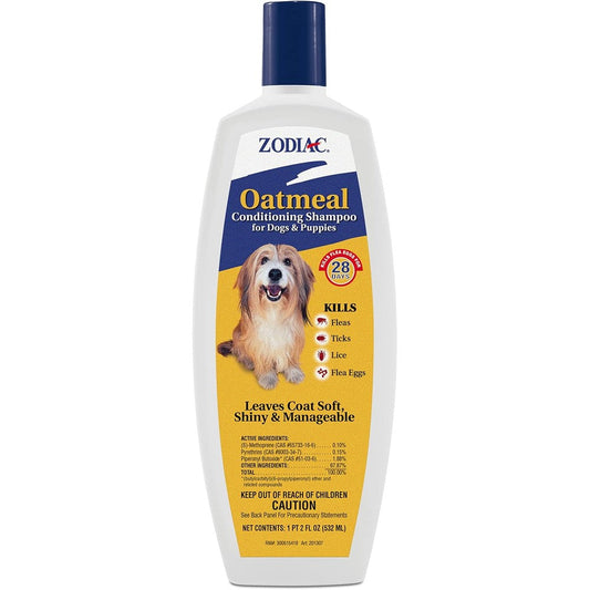 Zodiac Oatmeal Conditioning Shampoo For Dogs And Puppies With Flea And Tick Control, 18 Fluid Ounces