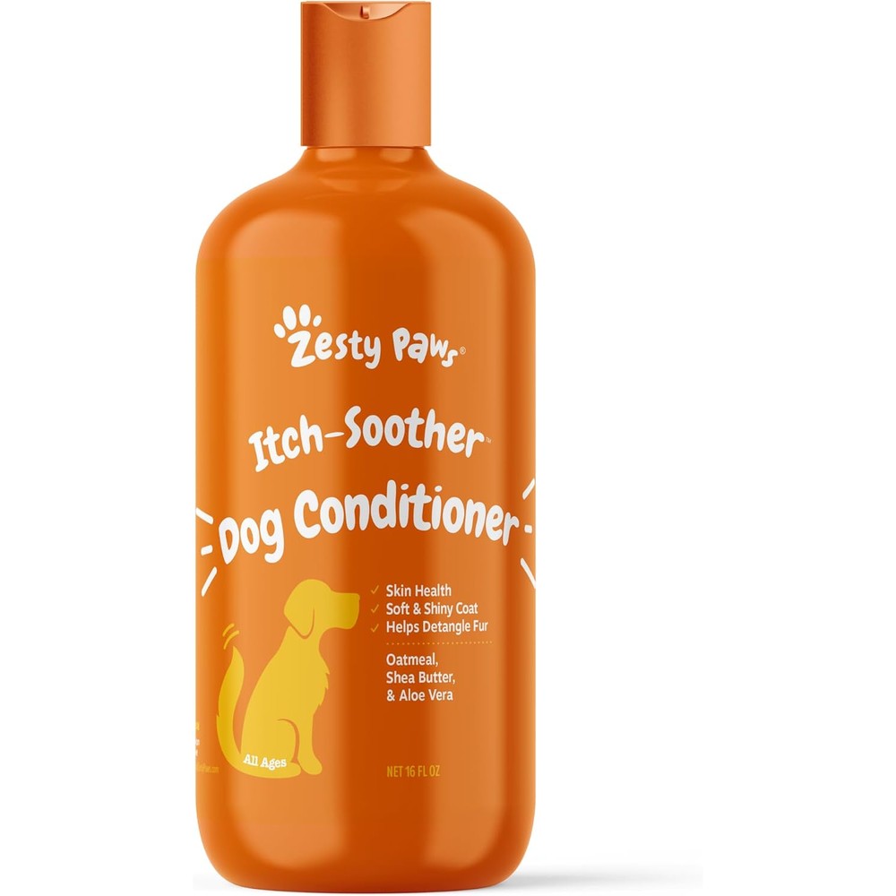 Zesty Paws Itch Soother Dog Conditioner With Oatmeal Aloe Vera And Shea Butter Natural Grooming Pet Wash For Skin And Coat 16 Fluid Ounces