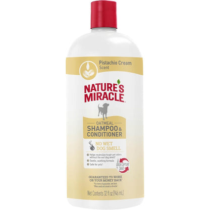 Nature's Miracle 2 In 1 Oatmeal Shampoo And Conditioner For Dogs Odor Capture 360 Neutralizing Formula Pistachio Cream Scent 32 Fluid Ounces