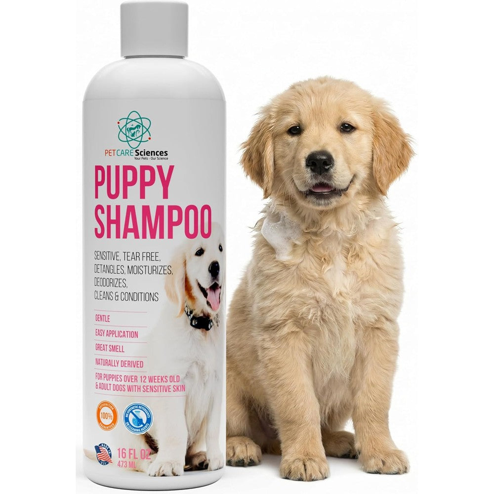 Pet Care Sciences Tearless Puppy Shampoo And Conditioner 16 Fluid Ounces Coconut Oil And Oatmeal Formula For Sensitive Skin Made In The Usa