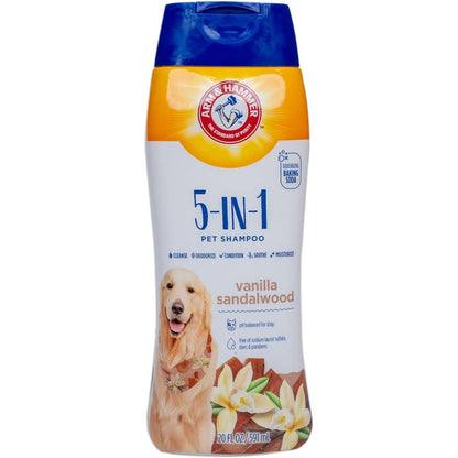 Arm And Hammer 5 In 1 Dog Shampoo With Conditioner And Deodorizing Oatmeal Vanilla Sandalwood Scent 20 Fluid Ounces