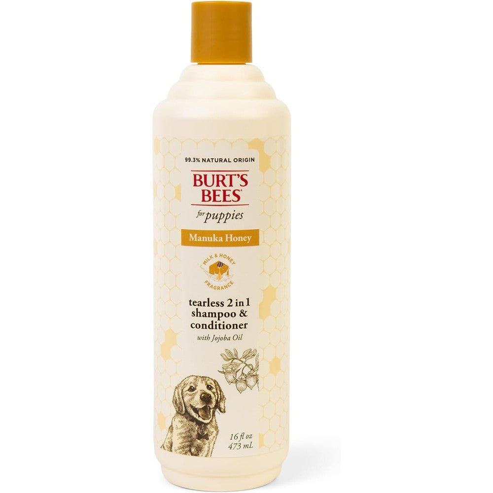 Burt's Bees For Pets Manuka Honey Tearless 2-in-1 Dog Shampoo And Conditioner With Jojoba Oil For Puppies And Dogs 16 Fluid Ounces