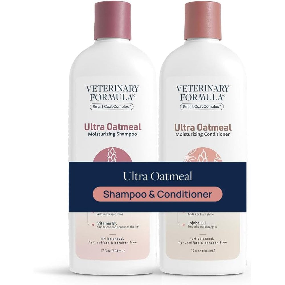 Veterinary Formula Ultra Oatmeal Moisturizing Shampoo And Conditioner Bundle For Dogs And Cats 17 Fluid Ounces