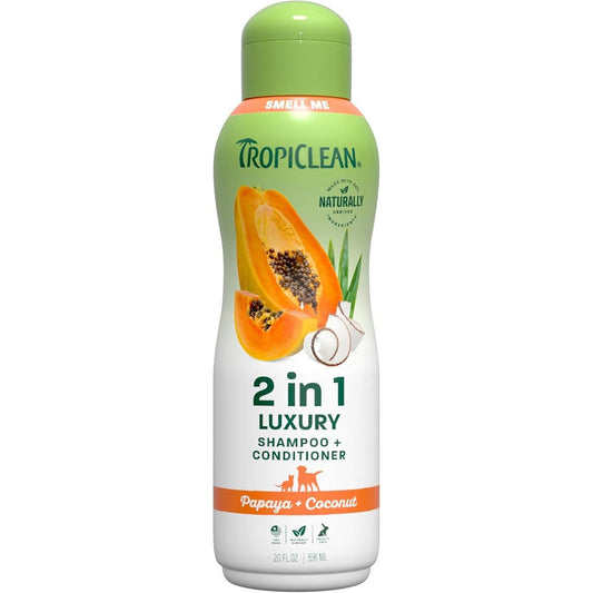 Tropiclean Luxury 2 In 1 Papaya And Coconut Pet Shampoo And Conditioner For Dogs And Cats 20 Fluid Ounces