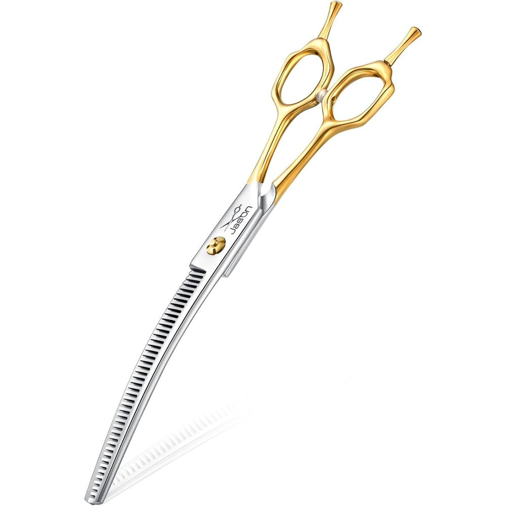 JASON Professional Curved Thinning Dog Grooming Scissors Ergonomic Pet Blending Shears Crafted From Premium Stainless Steel Seven Inch