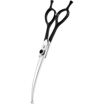 Univinlions Dragon Creek Professional Downward Curved Dog Grooming Scissors Shears With Safety Round Tips For Pet Face And Paws Trim Black 6.5 Inch