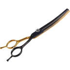Spnakoii Professional Seven Inch Curved Dog Grooming Thinning Scissors Forty Teeth Thinning Blender Shears For Pets Black And Gold Variant