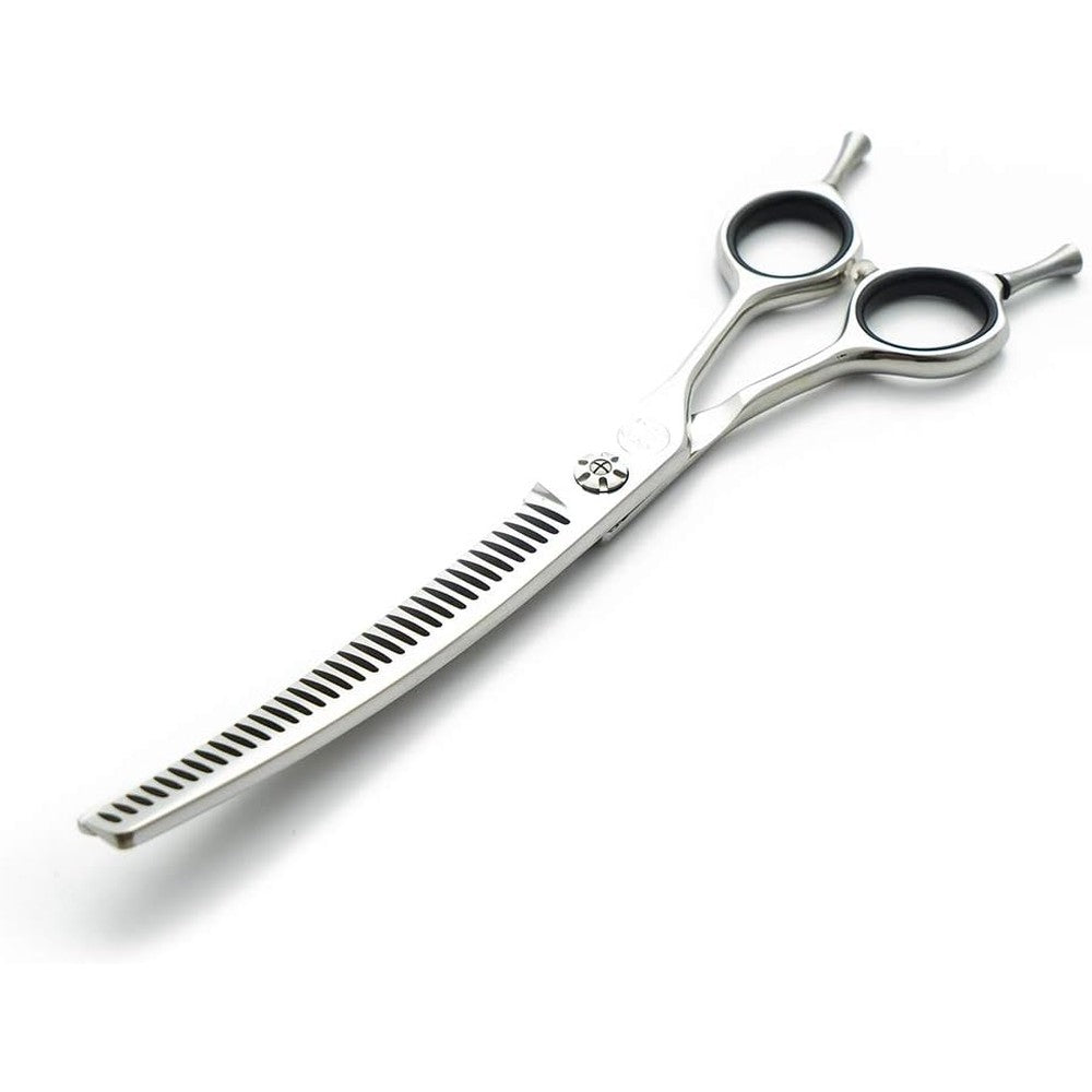 Moontay Professional 7.0 Inch Dog Grooming Chunkers Scissors Upward Curved Pet Thinning Blending Shears Japan 440C Stainless Steel