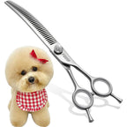 FOGOSP Professional 8.0 Inches Curved Chunker Shears For Dog Grooming With Artificial Diamonds And 38 Teeth For Large Dogs Matt Black