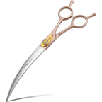 JASON Fenice Peak 45 Degrees Extra Curved Dog Grooming Scissors 440C Stainless Steel 7.5 Inch Big Arc Pet Shears In Rose Gold