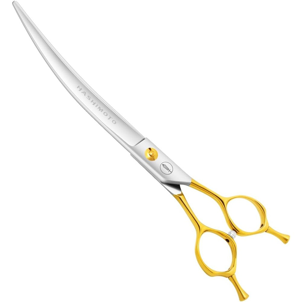 Hashimoto Curved Scissors For Large Dog Grooming Handcrafted Japanese Stainless Steel Shears With Symmetrical Craned Handle Eight Inches