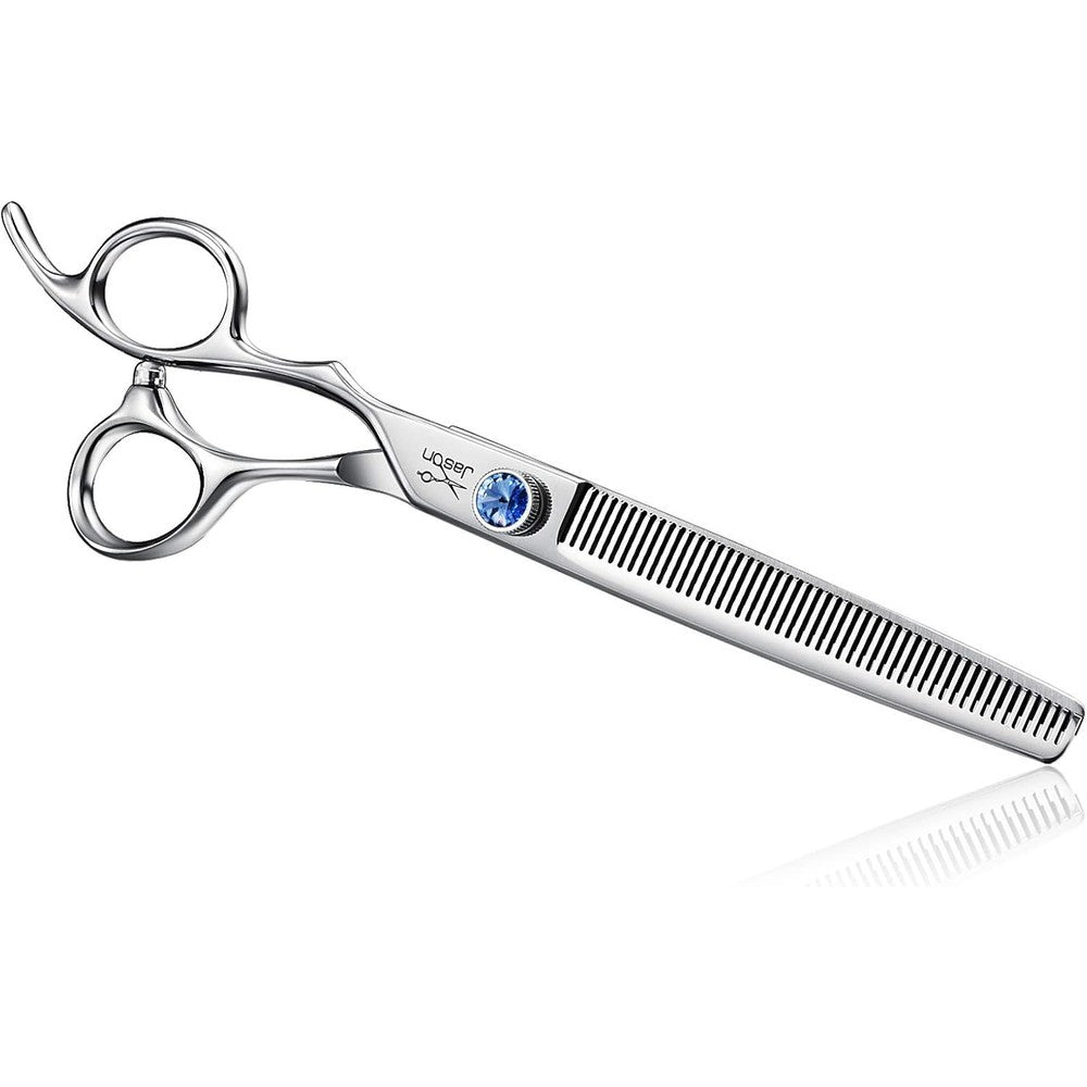JASON Left Handed Professional Seven Inch Fifty Teeth Blending Dog Grooming Scissor Ergonomic Pet Thinning Shear For Cats And Dogs Silver