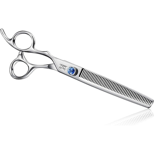 JASON Left Handed Professional Seven Inch Fifty Teeth Blending Dog Grooming Scissor Ergonomic Pet Thinning Shear For Cats And Dogs Silver