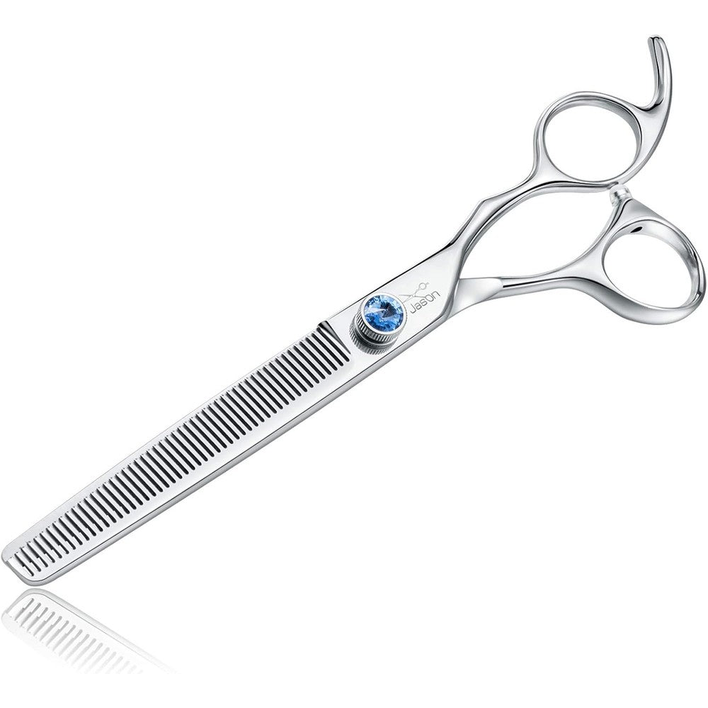 JASON 7 Inch 50 Teeth Thinning Dog Grooming Blending Scissor Japanese 440C Stainless Steel Pet Trimming Shears With Offset Handle