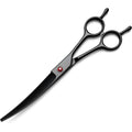SMITH CHU Professional Curved Dog Grooming Scissors Stainless Steel Pet Hair Shears For Face And Paws Trimming Pitch Black 7.9 Inch
