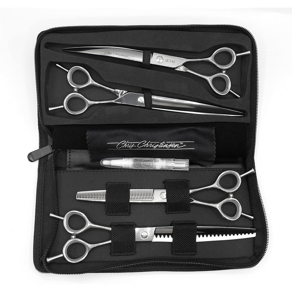 Chris Christensen Classic Series Grooming Shears Full Set Of Four Scissors With Case For Professional Pet Groomers And Beginners Made From Japanese...