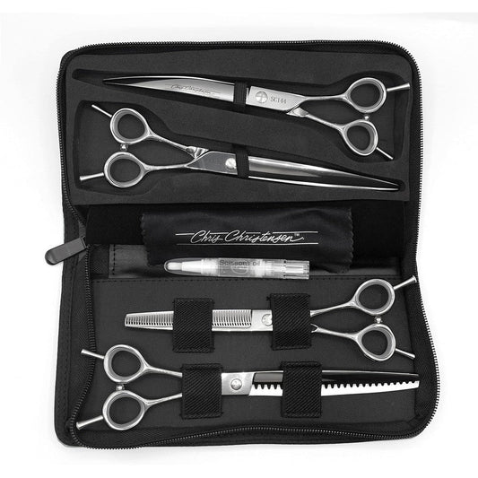 Chris Christensen Classic Series Grooming Shears Full Set Of Four Scissors With Case For Professional Pet Groomers And Beginners Made From Japanese...