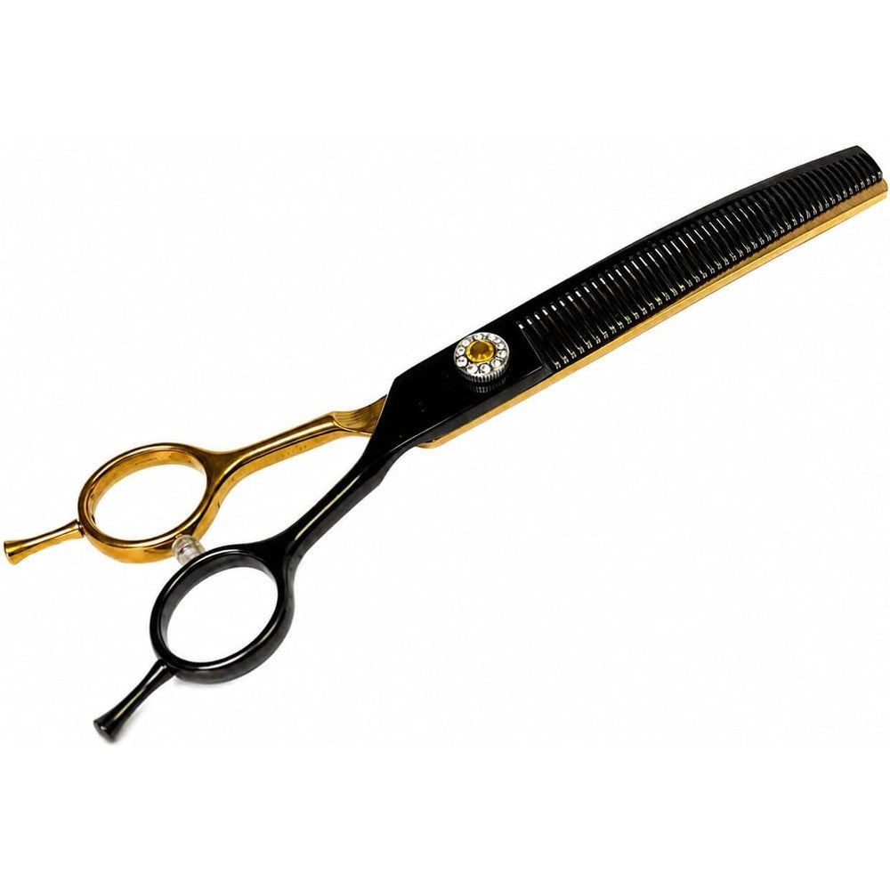 MedToolLLC 7 Inch Curved Thinner Dog Scissor Professional 48 Teeth Curved Blender Scissors With 30 Percent Thinning Rate For Pet Grooming