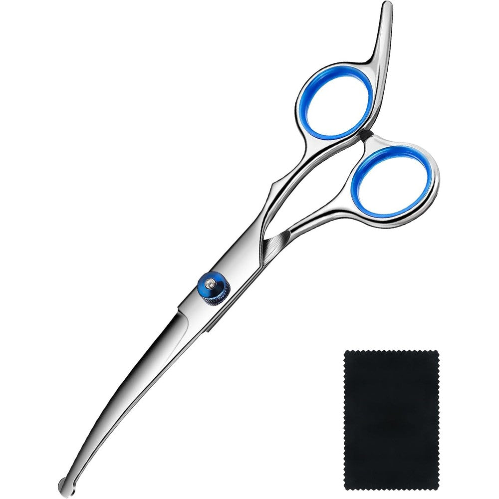 Goritz Dog Grooming Scissors Curved Shears Set Rounded Safety Tips Trimming Scissors For Dogs And Cats Professional Pet Hair Removal Three Piece Kit