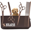 We Love Doodles Dog Grooming Scissors Kit Professional Grade Stainless Steel Shears And Comb For Poodles And Goldendoodles Four Piece Set