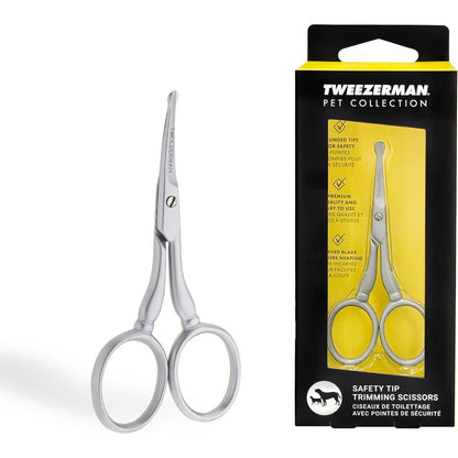 Tweezerman Pet Grooming Scissors Stainless Steel Curved Safety Round Tip Trimming Shears For Dogs And Cats 1 Count
