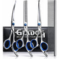 GLADOG Professional 5 In 1 Dog Grooming Scissors Set With Safety Round Tips Titanium Coated Stainless Steel Pet Shears For Dogs And Cats