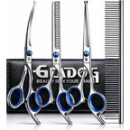 GLADOG Professional 5 In 1 Dog Grooming Scissors Set With Safety Round Tips Titanium Coated Stainless Steel Pet Shears For Dogs And Cats