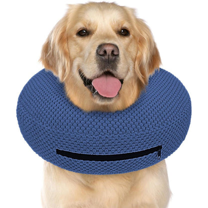 Supet Inflatable Dog Cone Collar And Post Surgery Protective Donut For Small Medium Large Dogs Soft Bite Resistant Recovery Neck Pillow