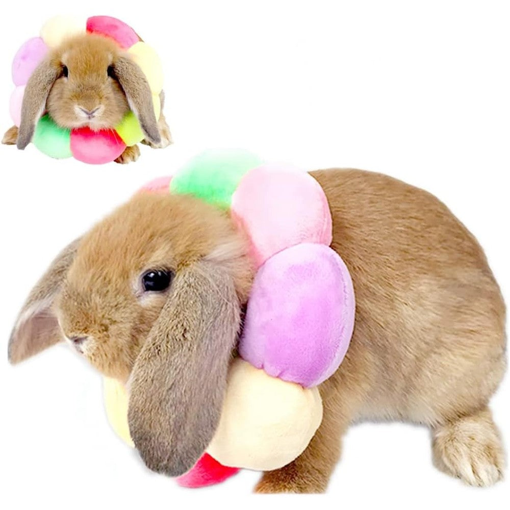 WCDJOMOP Adjustable Rabbit Protection Cone Collar Soft Recovery Elizabethan E Collar For Chinchillas Guinea Pigs And Kittens Rainbow Extra Small