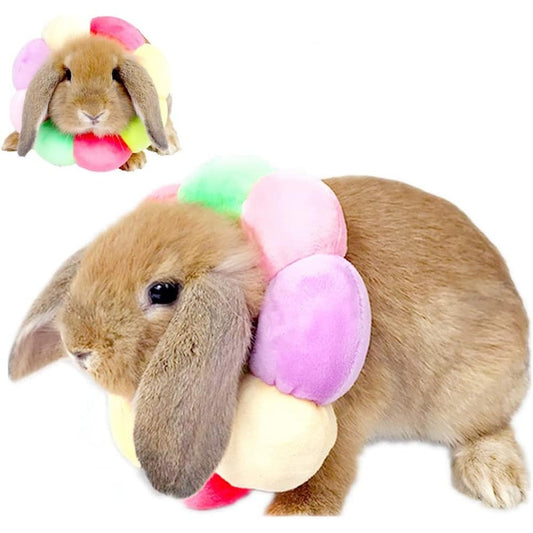 WCDJOMOP Adjustable Rabbit Protection Cone Collar Soft Recovery Elizabethan E Collar For Chinchillas Guinea Pigs And Kittens Rainbow Extra Small