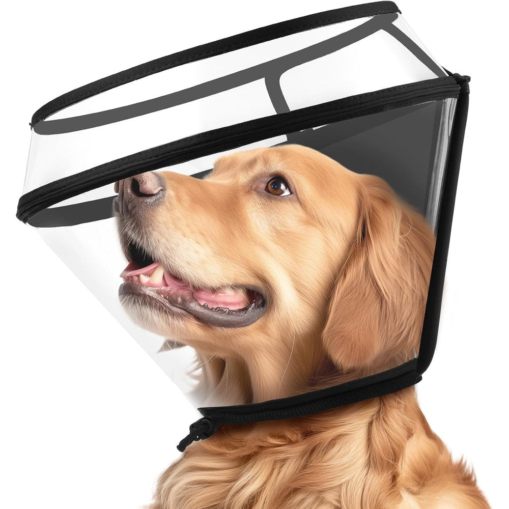 BONTHEE Dog Cone Collar For After Surgery Transparent Elizabethan Recovery Collar With Adjustable Depth For Large Dogs Extra Large Size
