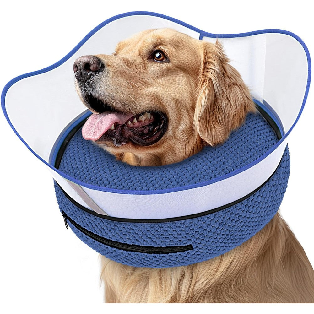 Supet Raised Inflatable Dog Cone Alternative Collar Soft Protective Donut Recovery Shield For Small Medium Large Pets Blue