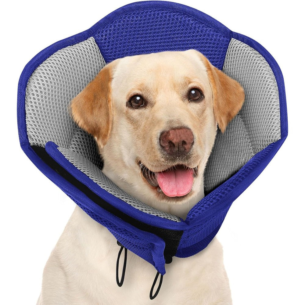 AOFITEE Large Dog Cone Adjustable Soft Elizabethan Collar For Post Surgery Wound Healing Blue Extra Large