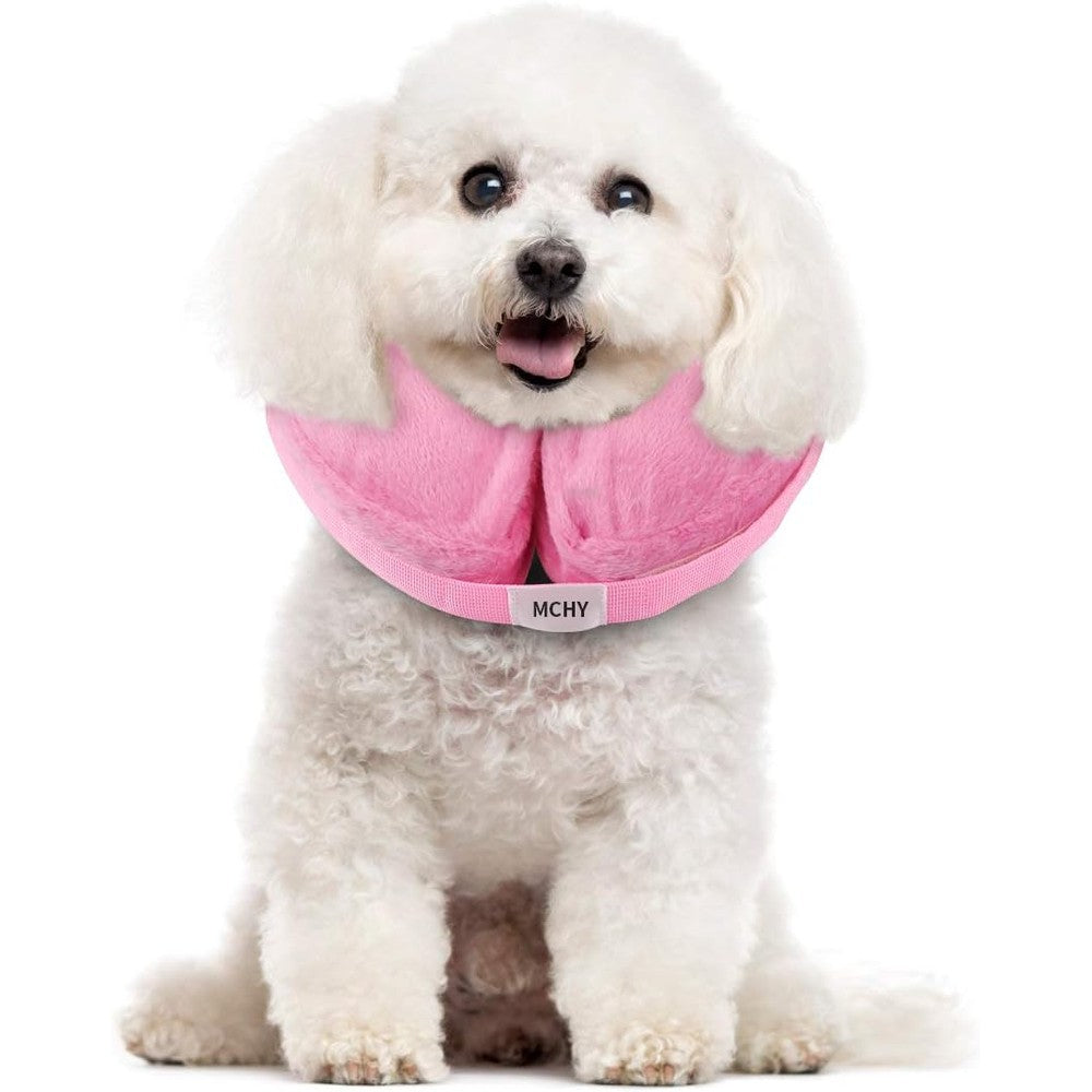 MCHY Inflatable Dog Cone Adjustable Recovery Collar For Surgery Prevention Of Biting And Scratching Pink Small Size Neck Seven To Twelve Inches