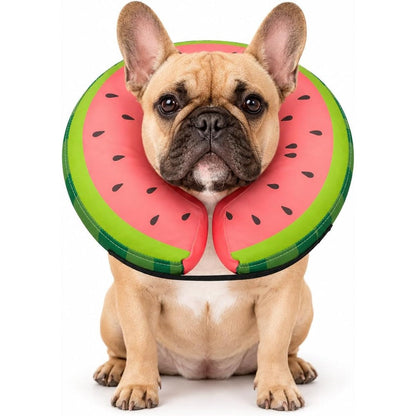 MIDOG Soft Inflatable Dog Cone Recovery Collar Donut E Collar Alternative For Post Surgery Prevention Licking Watermelon Print Medium Size